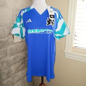 Adidas Blue and White Soccer Jersey
